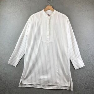 Thomas Mason for JCrew XS Tunic Top White Striped Long Sleeve Button Down